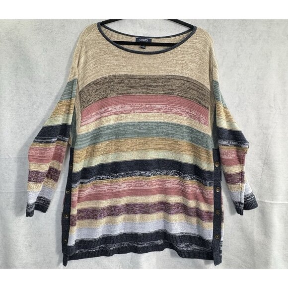 Chaps Sweaters - CHAPS Ralph Lauren Women Sweater Sz 2X Multicolor Stripe Pullover Beachy 1-6
